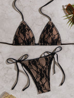 Méline — Black lace triangle two-piece bikini