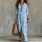 Printed shirt dress with shirt collar, relaxed fit
