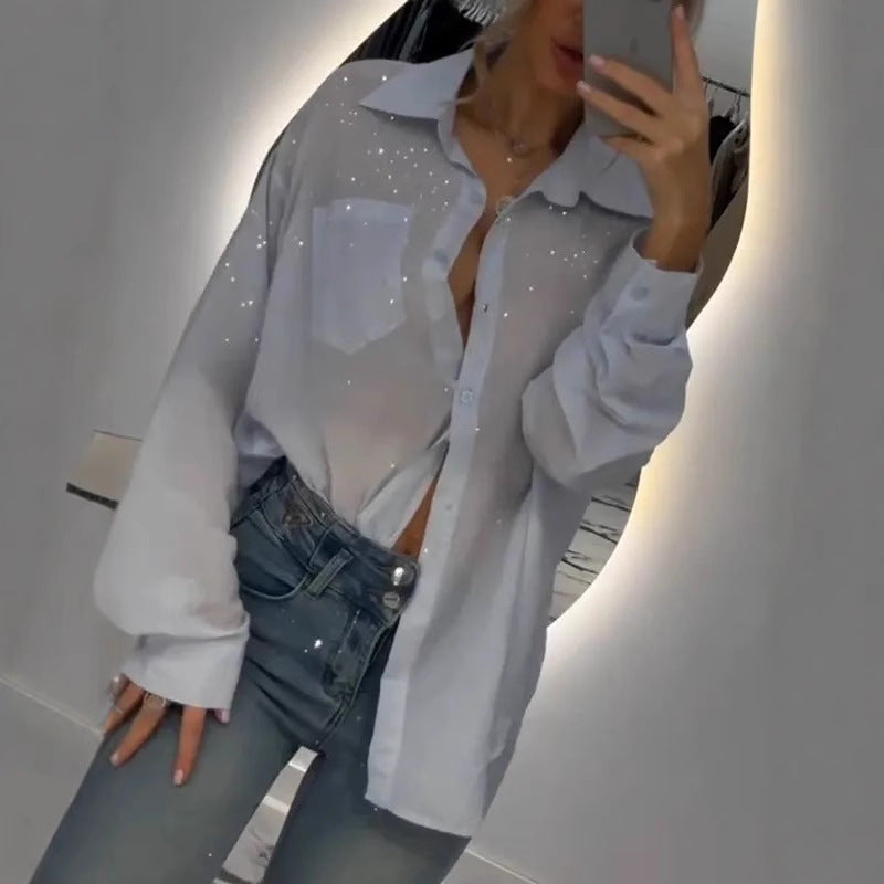 Cardigan chemise paillettes effet 3D