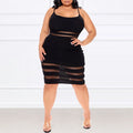 Robe courte à bretelles rayées taille mi-haute - Chic&Shines