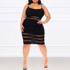 Robe courte à bretelles rayées taille mi-haute - Chic&Shines