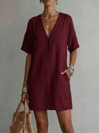 Robe lin-coton boutons — Coupe ample et intemporelle