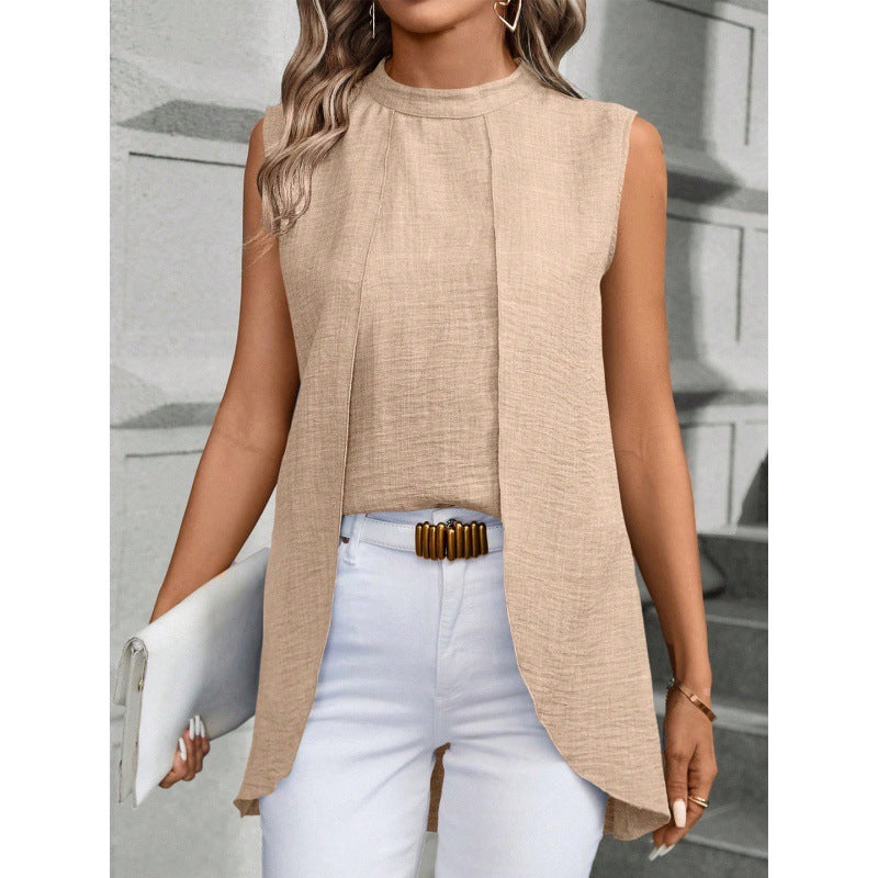 Irregular draped sleeveless top