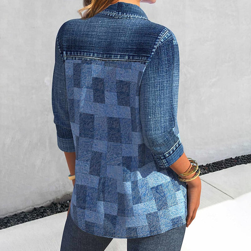 Chemise à carreaux vintage classique pour femmes