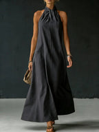 Robe longue sans manches à bretelles croisées
