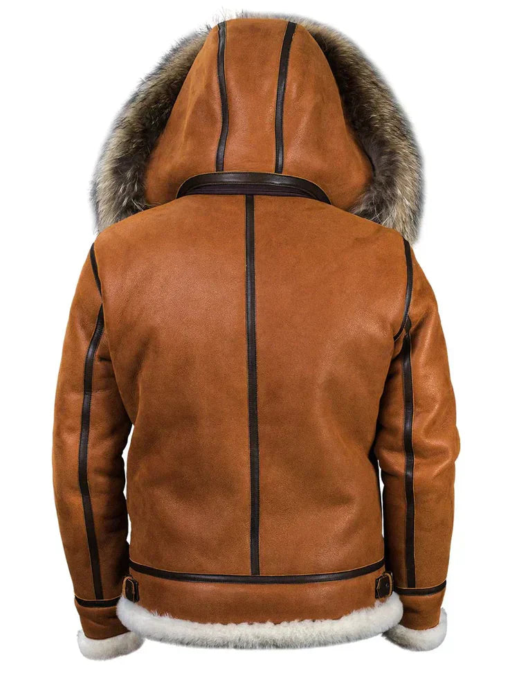 EnglishMeti - Sheepskin winter jacket with fur hood