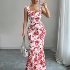 Robe à nouer imprimée taille haute