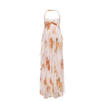 Robe longue dos nu à fleurs jaunes