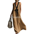 Elegant two-tone midi dress
