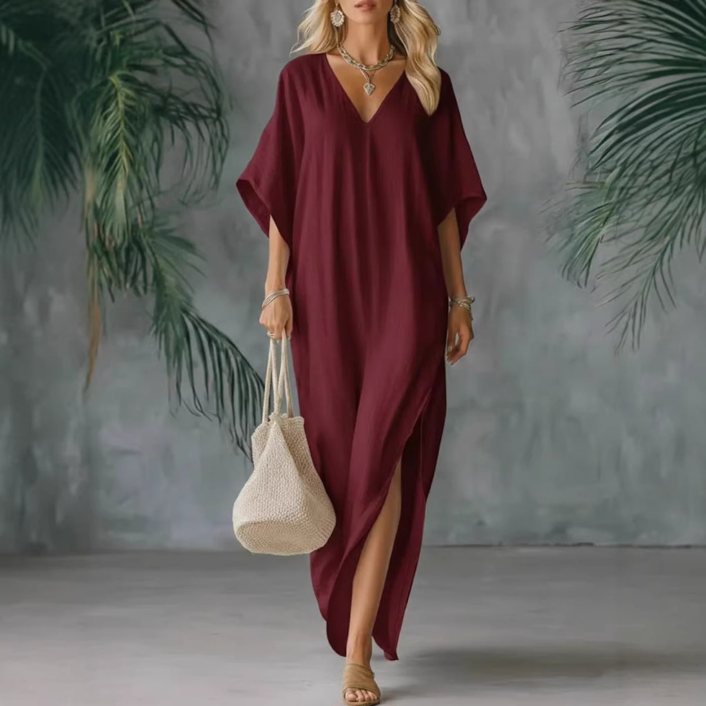 Robe d'été ample col V — Géométrie et légèreté
