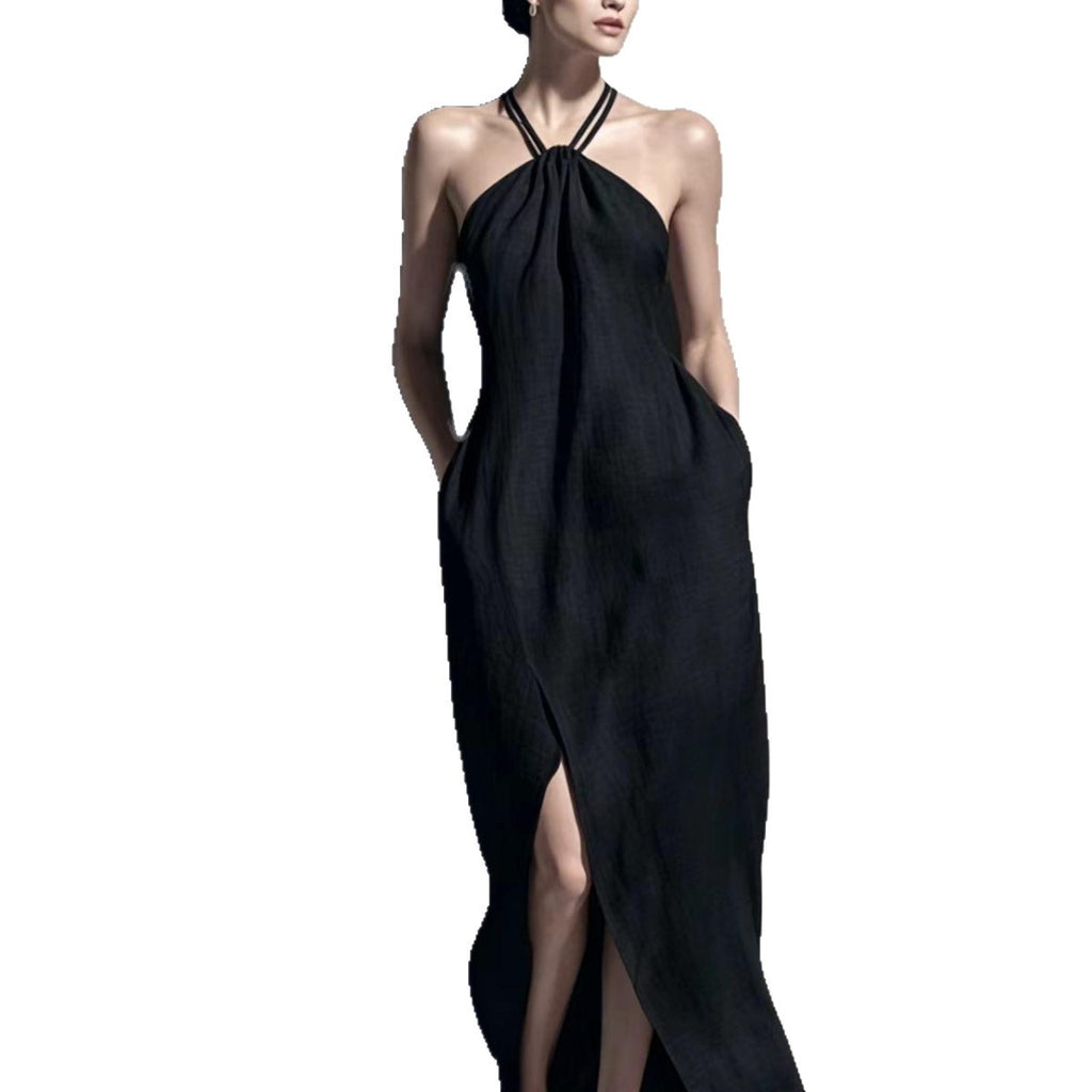 Robe cache-cœur à taille cintrée et fente latérale