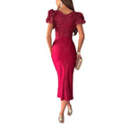 Robe courte fendue décolleté manches courtes de soirée