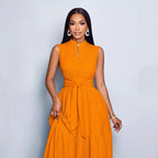 Robe patchwork à lacets et dentelle — Orangé