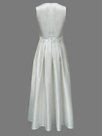 Robe midi élégante color-block blanc
