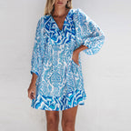 Robe courte imprimée multi-poches décontractée