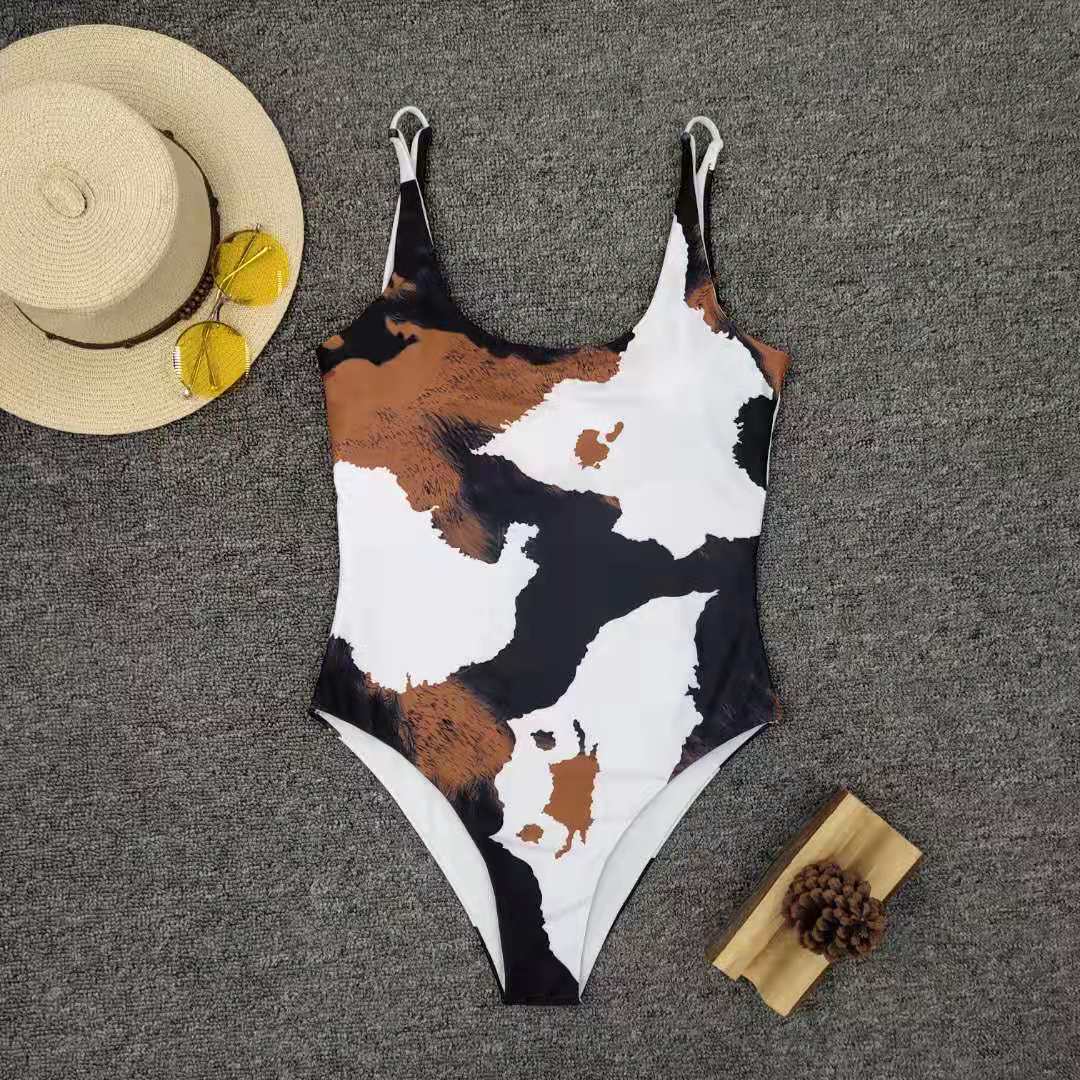 Lalie — Bikini deux-pièces taille haute blanc imprimé