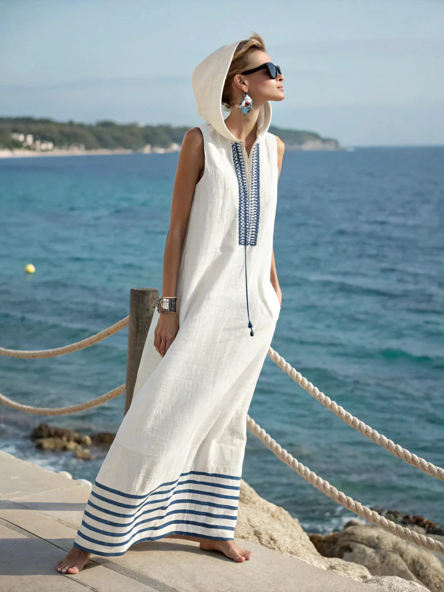 Robe midi sans manches avec capuche et poches