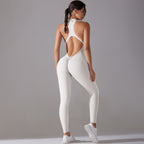 Combinaison pantalon de sport à fermeture éclair dos nu - Chic&Shines