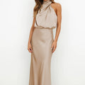Robe longue col haut sans manches design - Chic&Shines