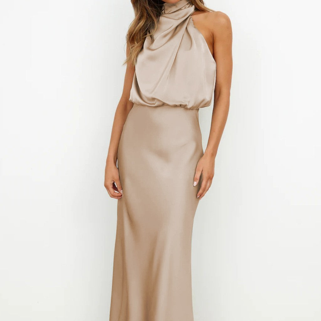 Robe longue col haut sans manches design - Chic&Shines