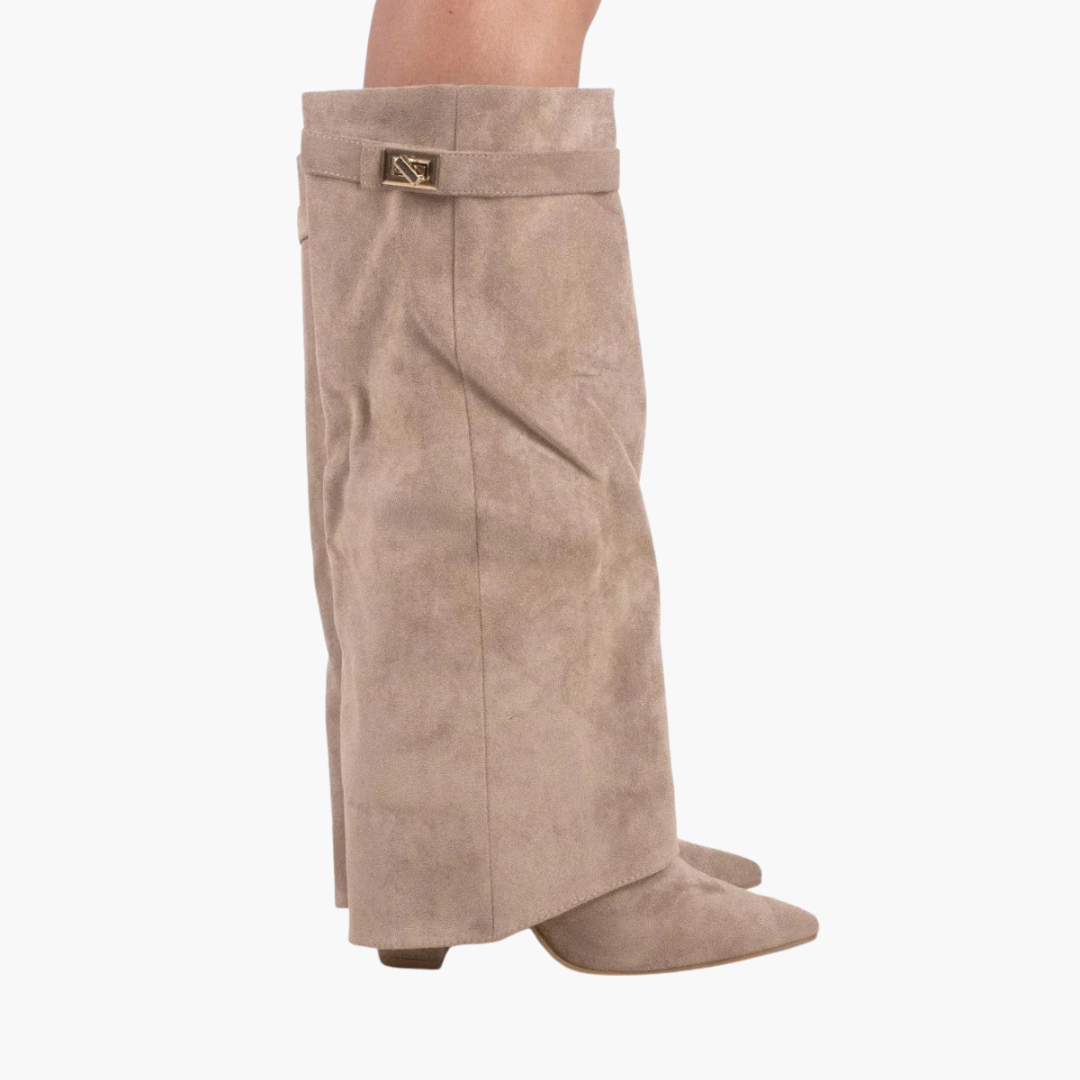 Women's suede orthopedic boots with a low heel