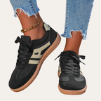 Baskets orthopédiques en cuir pour femmes - Chaussures de loisirs confortables avec voûte plantaire, semelle souple & forme ergonomique