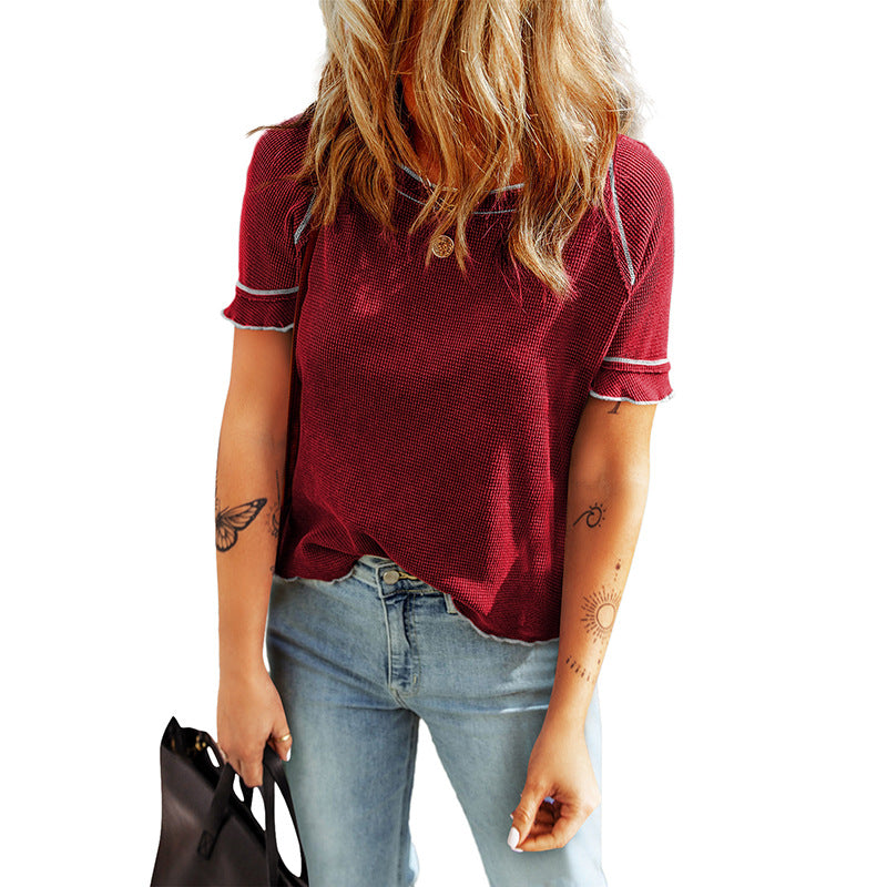 Pull gaufré femme couleur unie