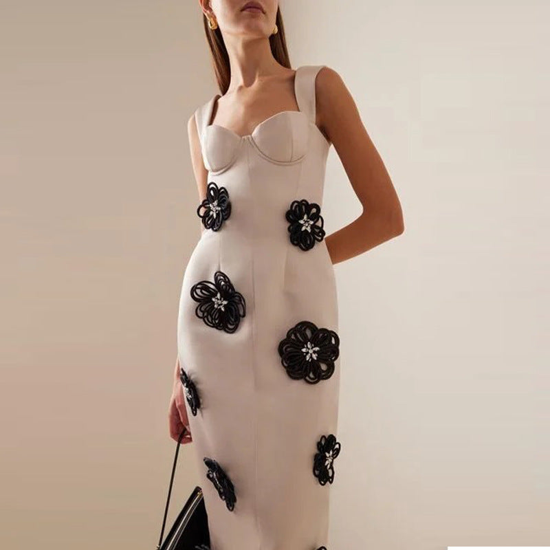Robe de soirée fleurs blanc élégant