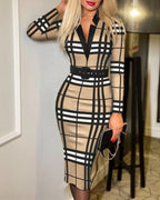 Robe longue col V à manches longues - Chic&Shines