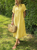 Robe rayée lin et coton – Élégance intemporelle
