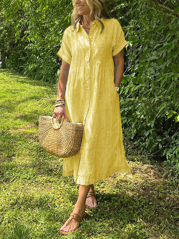 Robe rayée lin et coton – Élégance intemporelle