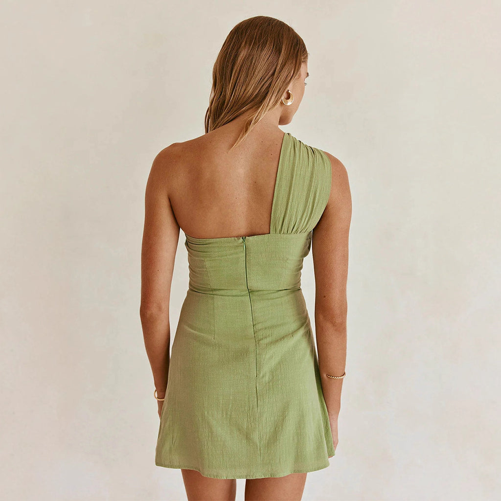 Robe mini coton pur col noué dos nu
