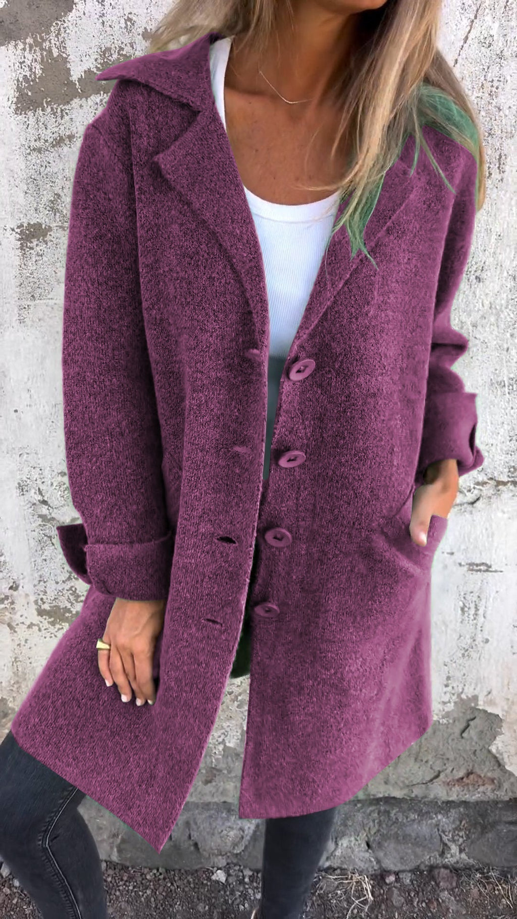 Long women's coat with a wrap closure | Elegant cotton coat for spring and autumn