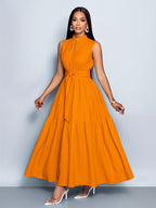 Robe patchwork à lacets et dentelle — Orangé