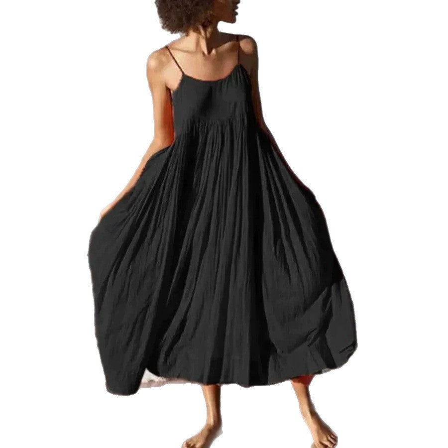 Sleeveless fluid midi wrap dress