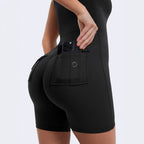 Bodycon zip-up romper – Sporty look