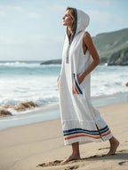 Robe midi sans manches avec capuche et poches