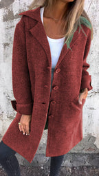 Long women's coat with a wrap closure | Elegant cotton coat for spring and autumn