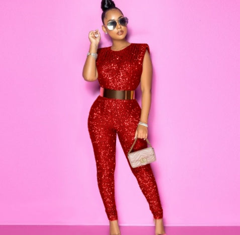 Combinaison pantalon sans manches en strass - Chic&Shines