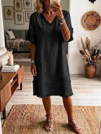 Robe fluide encolure V — Élégance casual intemporelle