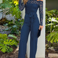 Combinaison pantalon bustier manches longues en dentelle - Chic&Shines