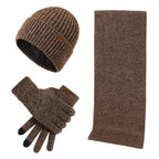 Set d'hiver décontracté avec bonnet, écharpe et gants pour hommes