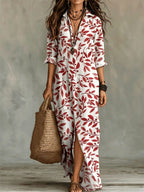 Printed shirt dress with shirt collar, relaxed fit