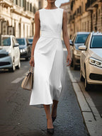 Robe longue irrégulière sans manches avec ceinture - Chic&Shines
