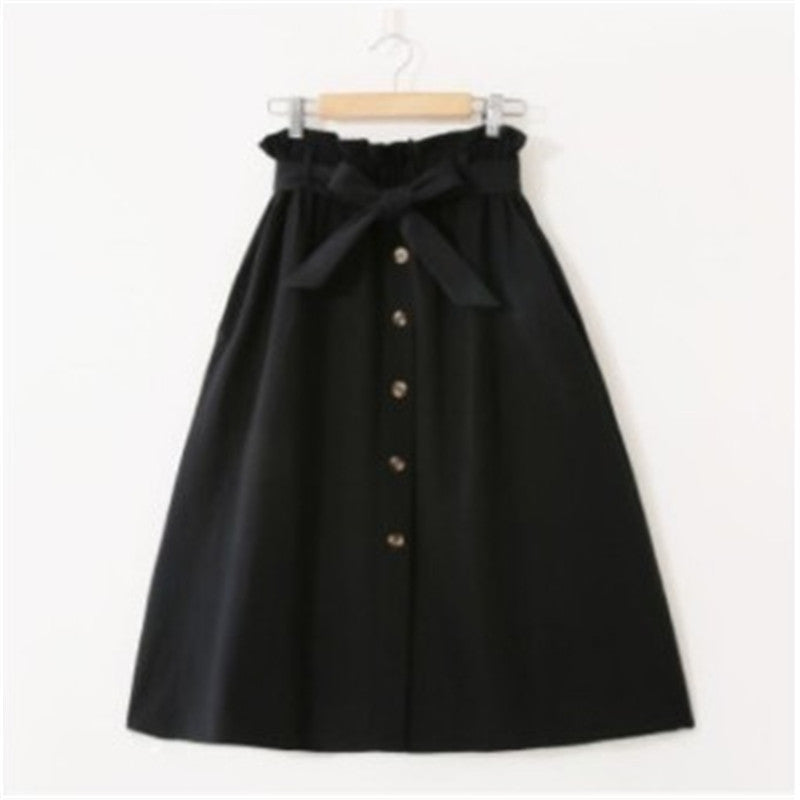Jupe courte taille haute boutonnée avec ceinture - Chic&Shines