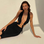 Robe longue décolleté plongeant et dos nu