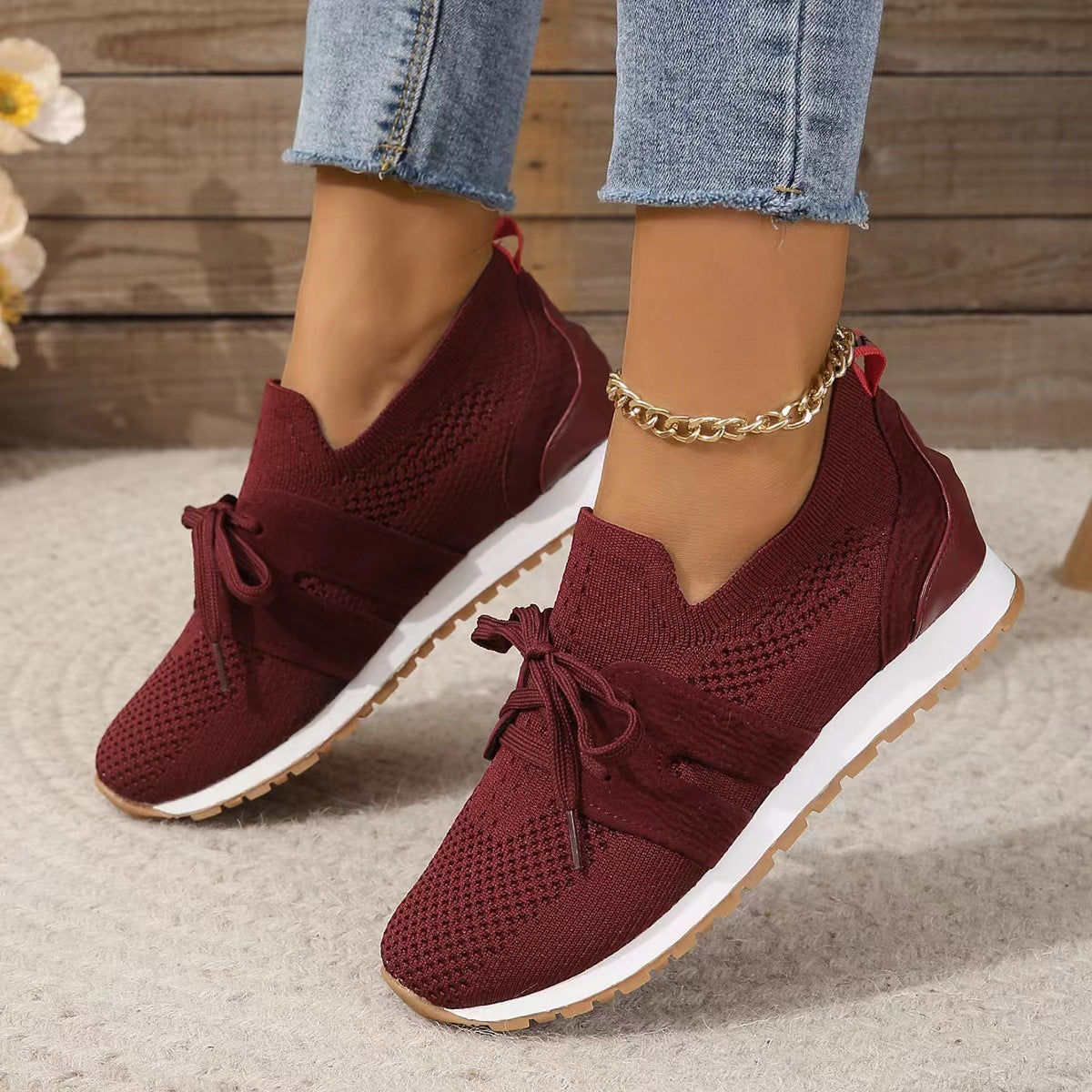 Chaussures à lacets en maille tissée décontractées - Chic&Shines