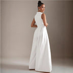 Robe sans manches noire à taille haute et fermeture éclair