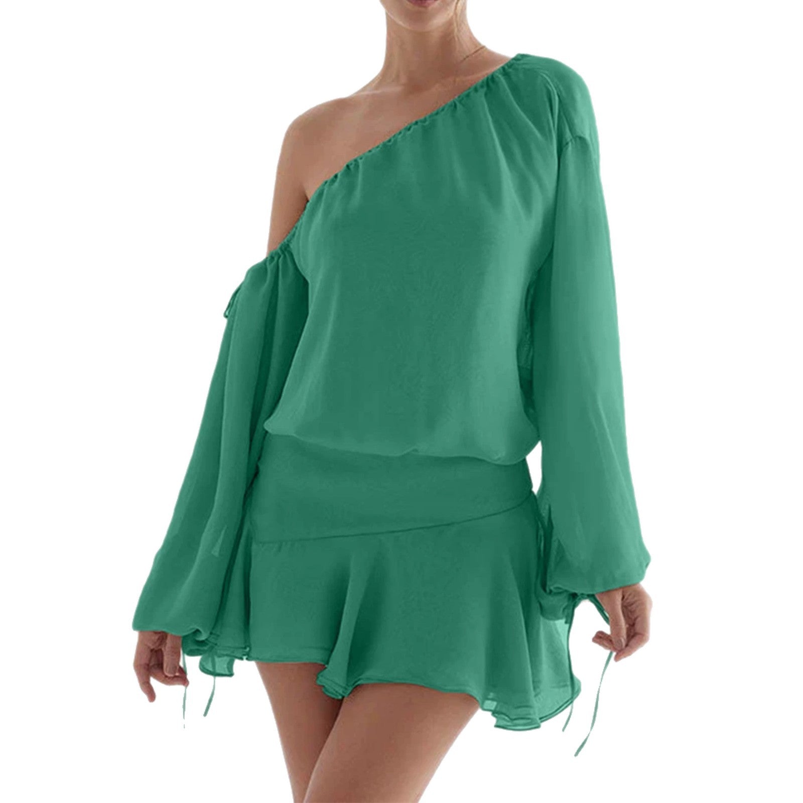Robe mousseline à l'épaule dénudée