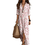 Printed shirt dress with shirt collar, relaxed fit